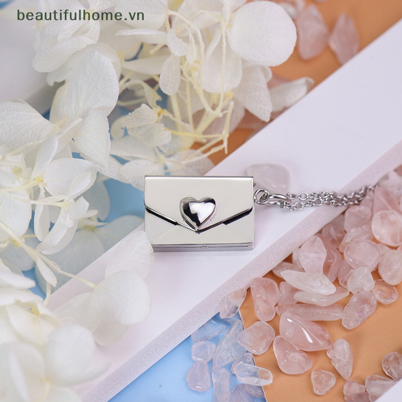 [beautifulhome] Mặt Vòng cổ Dạng Phong Bì Bằng Thép Không Gỉ Hình Trái Tim Sáng Tạo Dành Cho Cặp Đôi [beauty]