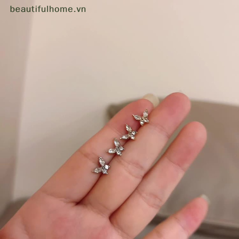 Bông Tai Hình Bướm Đính Pha Lê Thời Trang Dành Cho Nữ