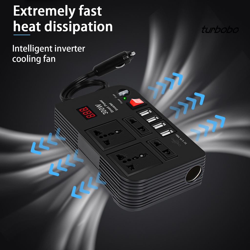 Bộ Chuyển Đổi Nguồn Điện 300W 4 Cổng USB DC 12V Sang AC 220V