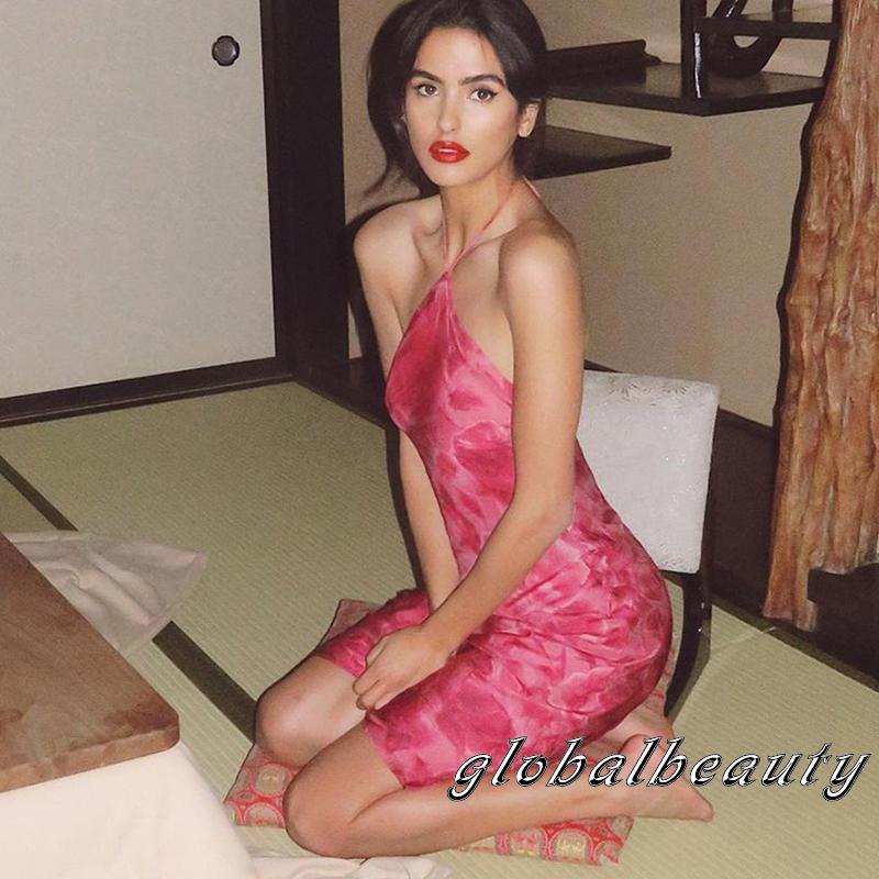 Đầm Ngắn Không Tay Hở Lưng In Hoa Thời Trang Mùa Hè Cho Nữ