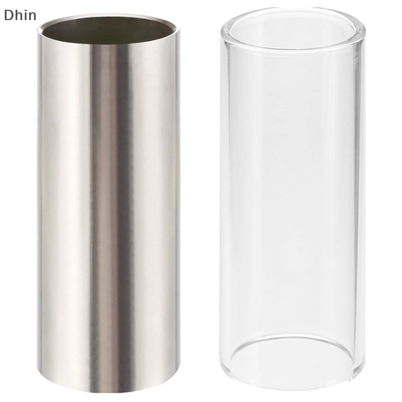 Bộ 2 Thanh Trượt Thủy Tinh 60MM Bằng Thép Không Gỉ Màu Trong Suốt Và Bạc Chuyên Dụng Cho Đàn Guitar Bass