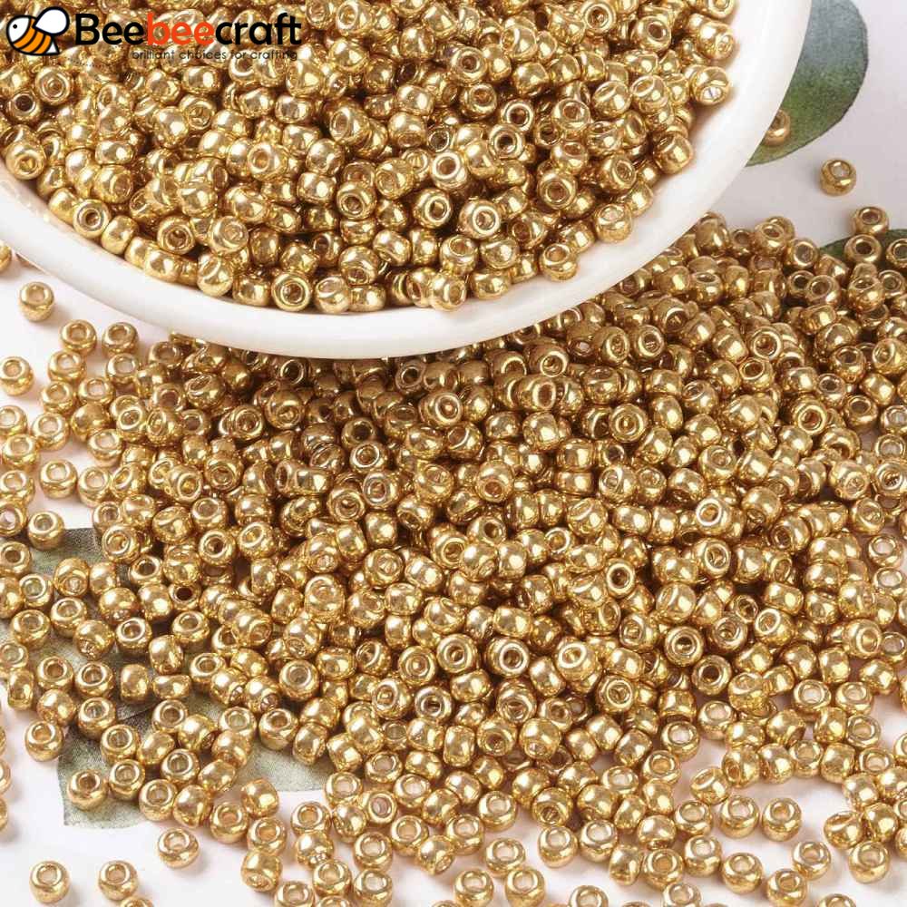 1 Lọ Hạt Xâu Tròn Nhật Bản MIYUKI  Vàng Mạ Kẽm 8 / 0 3mm: 1mm Khoảng 422~455 Cái / Chai 10g / Chai