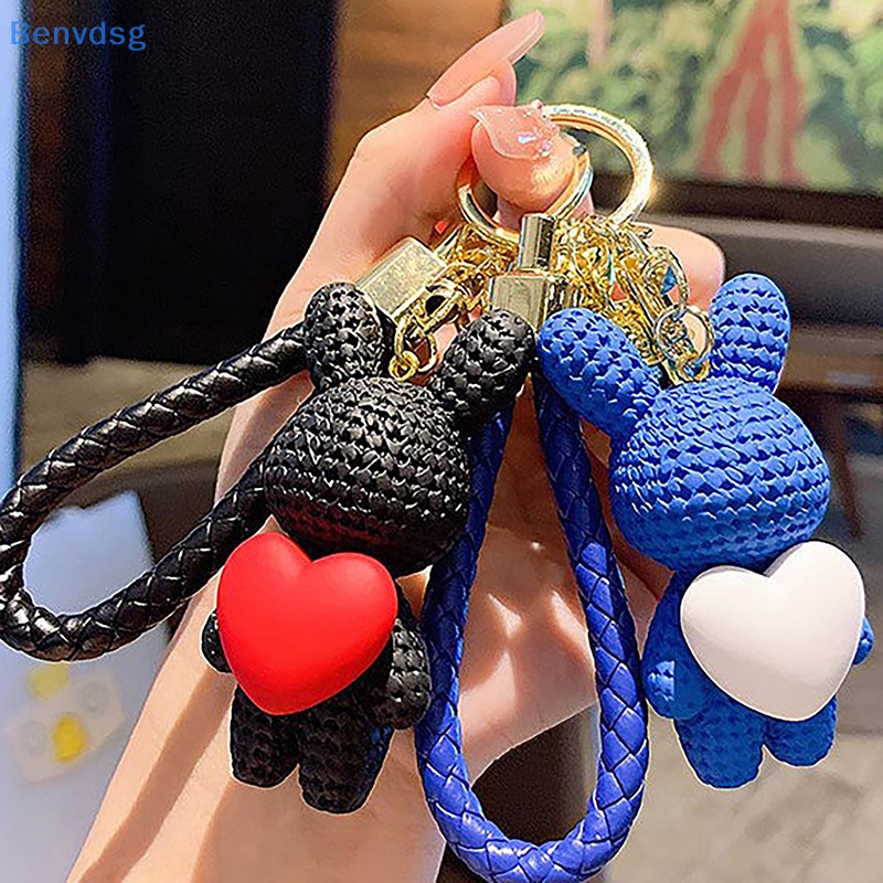 Benvdsg > Móc Khóa Resin Hình Thỏ Đan Trái Tim Quả Đào Hoạt Hình Dễ Thương Thời Trang Trang Sức Móc Khóa Xe Hơi