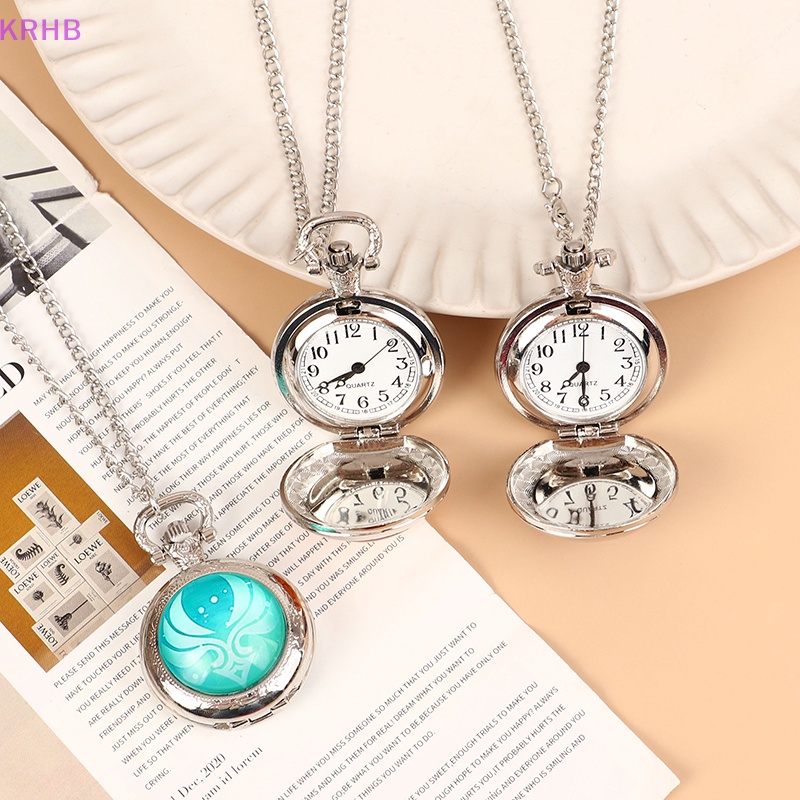 Krhb Genshin Va Chạm Mặt Vòng cổ Đồng Hồ Bỏ Túi Nắp Lật Cá Tính