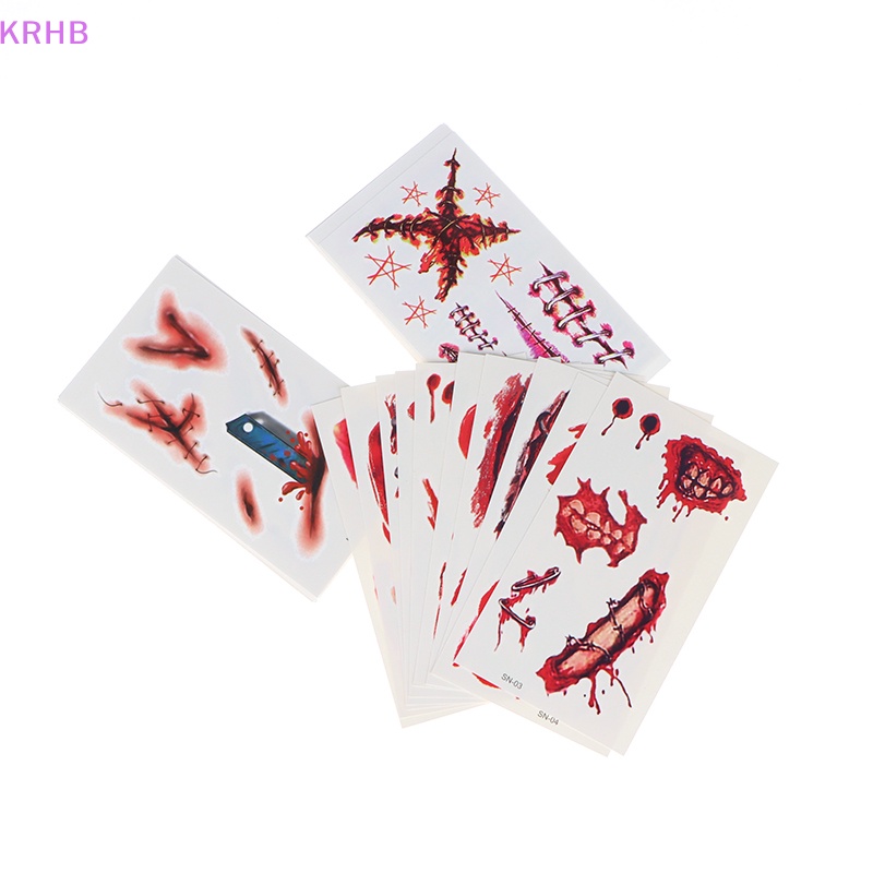 Set 10 Tấm Hình Xăm Dán Chủ Đề Halloween Độc Đáo Mới