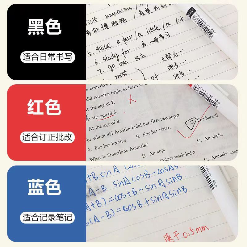 Bút Bi Mực Đen Ngòi 0.5mm Thiết Kế Đơn Giản Cho Học Sinh