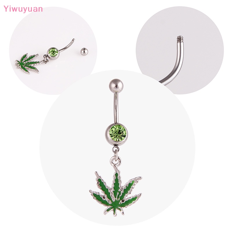 < Yiwuyuan > Khuyên Rốn Đính Đá Zircon Hình Lá Phong Thời Trang Mới Cho Nữ
