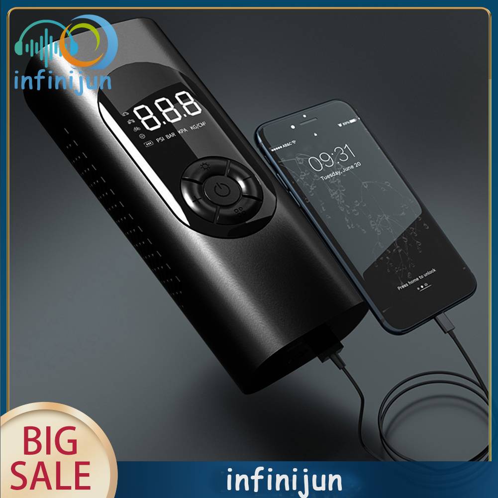 Máy Bơm Lốp Xe Đạp / Ô Tô 150PSI 6000mAh Kèm Bộ Phụ Kiện