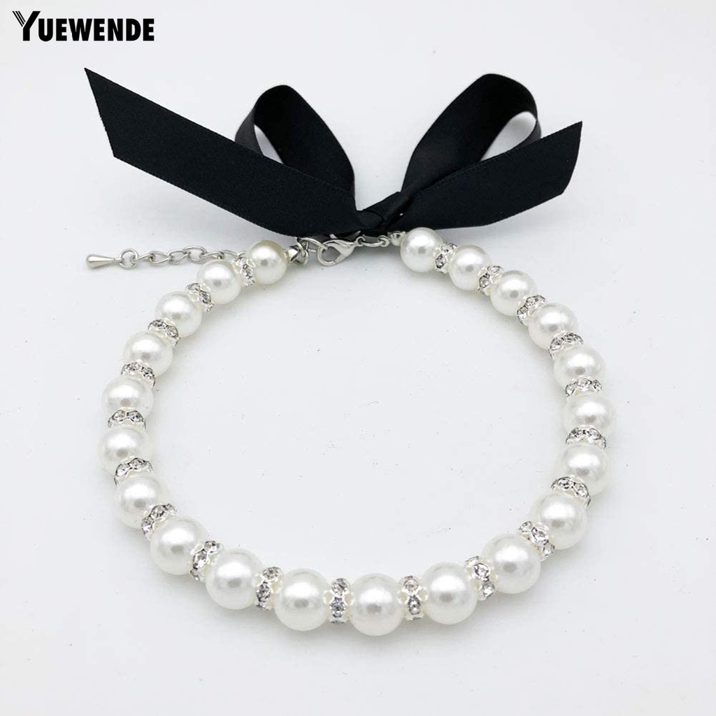 Yq.e Vòng Cổ Bắt Sáng Đính Ngọc Trai Giả Tinh Tế Đáng Yêu Trang Trí Vòng Cổ Cho Thú Cưng Cửa Hàng