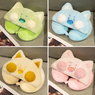 Gối Kê Cổ Chữ u Bằng Vải cotton Hình Mèo Hoạt Hình Dễ Thương Gối Kê Cổ Hình Chữ U Có Mũ Trùm Đầu Mềm Mại Cho Mèo Đi Máy Bay