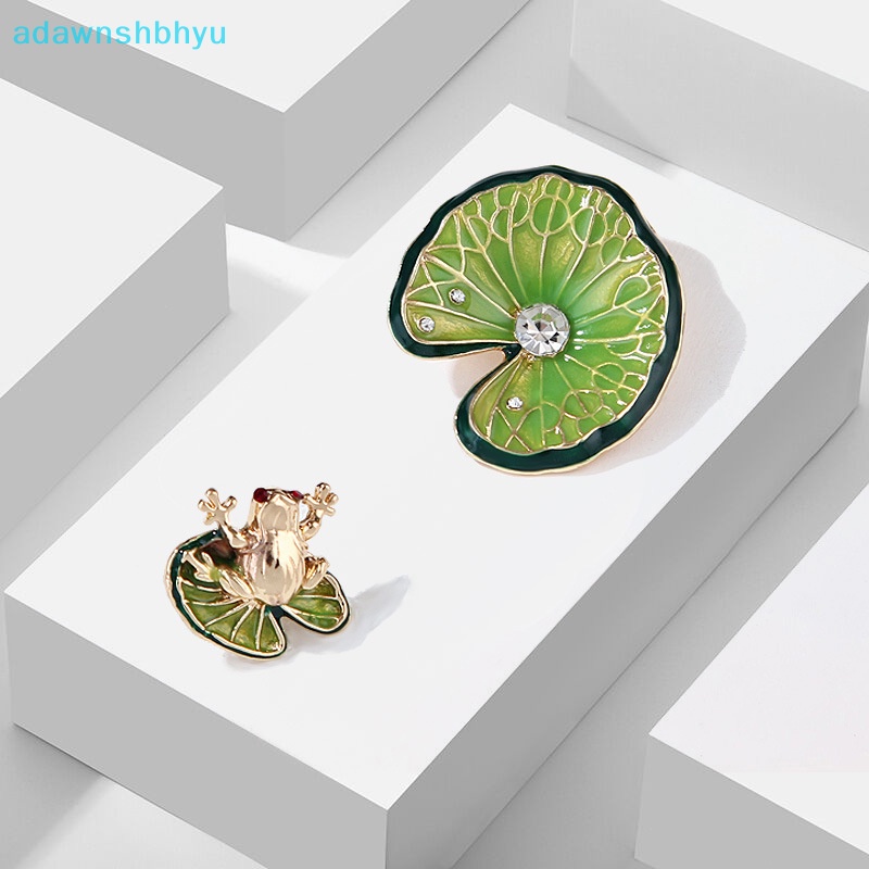 Set 2 Ghim Cài Áo Hình Ếch Và Lá Sen Đính Đá Thời Trang Cho Nữ