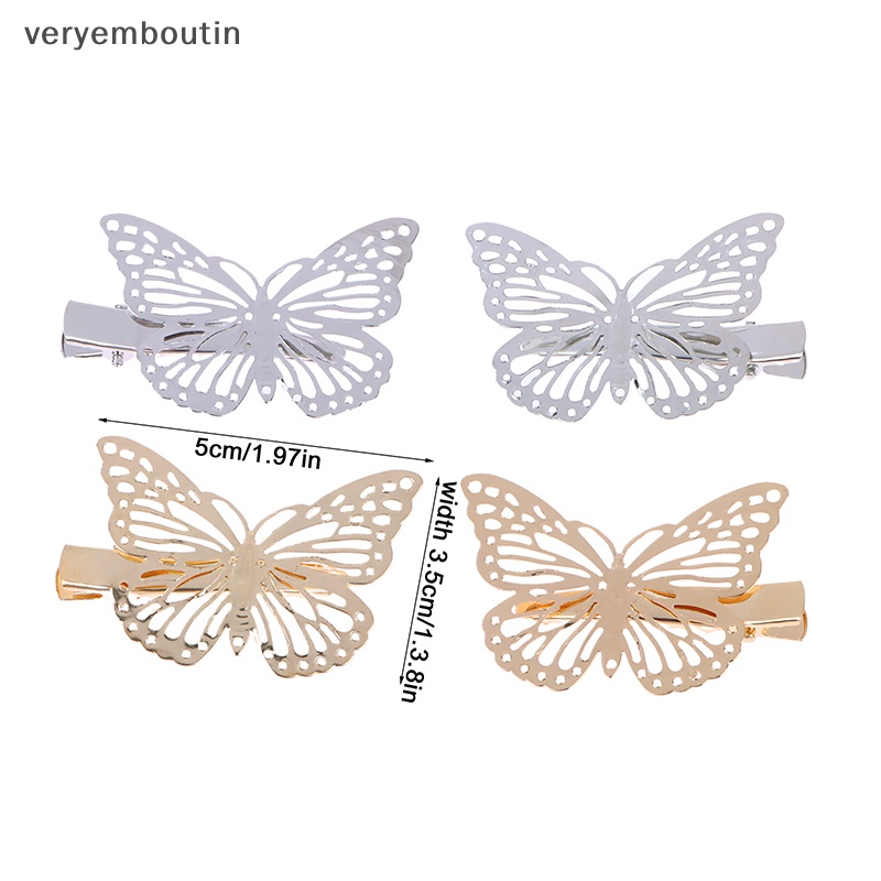 Bộ 2 Kẹp Tóc Kim Loại Hình Bươm Bướm Thời Trang Dành Cho Nữ