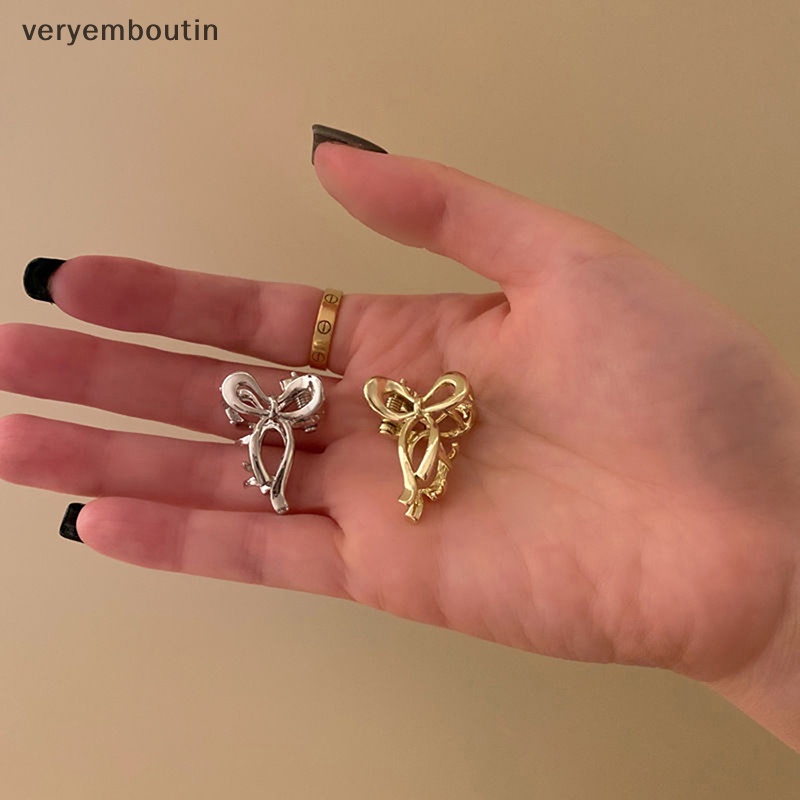 Set 2 Kẹp Tóc Càng Cua Đính Nơ Bằng Kim Loại Đơn Giản Thời Trang Cho Nữ