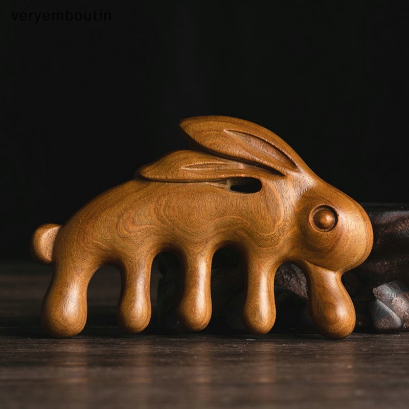 Lược Chải Tóc Mát Xa Da Đầu Bằng Đá Meridian Hình Thỏ Xanh Lá