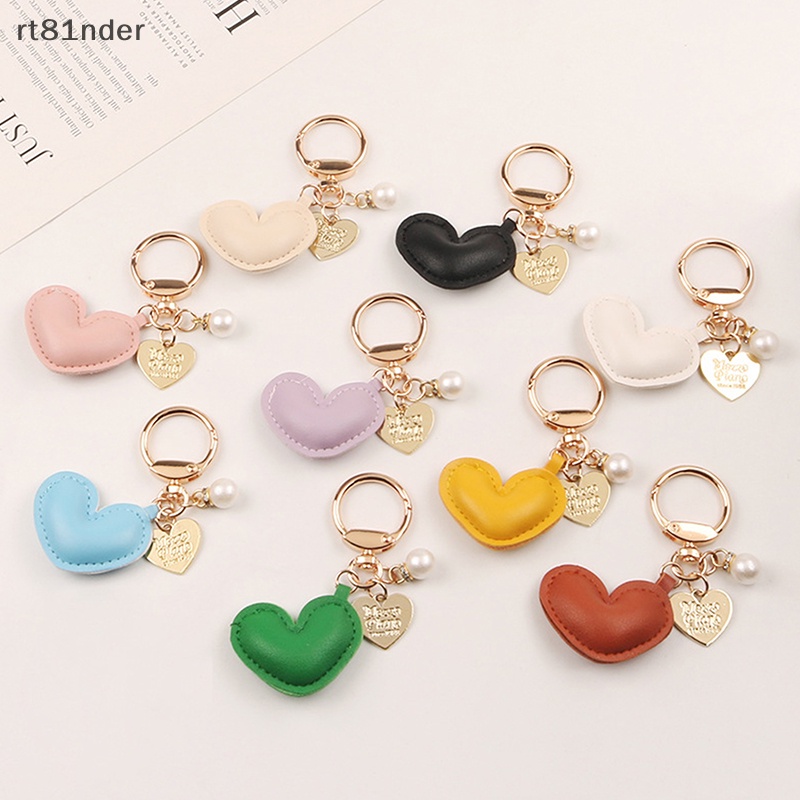 Móc Khóa Da PU Ánh Kim Hình Trái Tim Nhiều Màu Sắc Sáng Tạo Cho Nữ