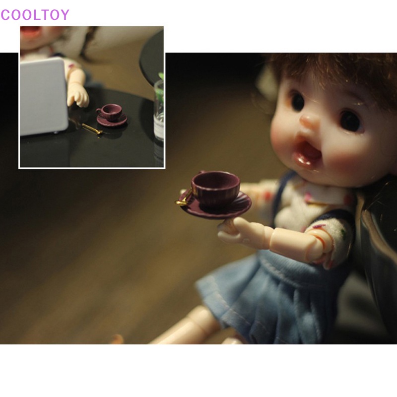 Bộ 3 Mô Hình Cốc Cà Phê Mini Tỉ Lệ 1: 12 Dùng Trang Trí Nhà Búp Bê