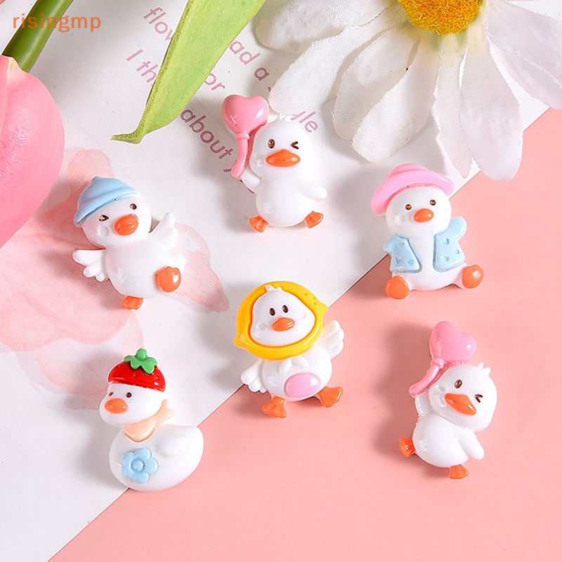 [risingmp] Set 10 Phụ Kiện Kẹp Tóc Resin Hình Chú Vịt Nhỏ Hoạt Hình Dễ Thương Diy Cho Điện Thoại Di Động