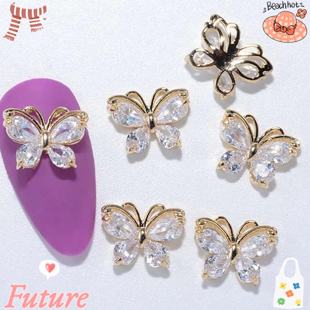 Bộ 5 Hình Dán Trang Trí Móng Tay Xinh Xắn|Phụ Kiện Làm Móng Nghệ Thuật|Bươm Bướm Lấp Lánh