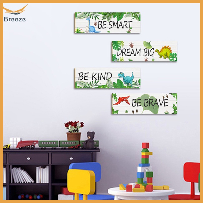 Set 4 Biển Gỗ Treo Tường Trang Trí Hình Động Vật Dễ Thương