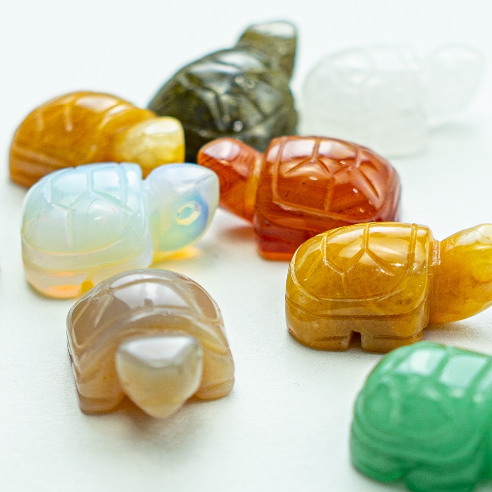 Set 5 Tượng Rùa Mini 1in Bằng Đá Pha Lê Tự Nhiên Dễ Thương Chạm Khắc Chữ Reiki Healing Trang Trí Nhà Cửa