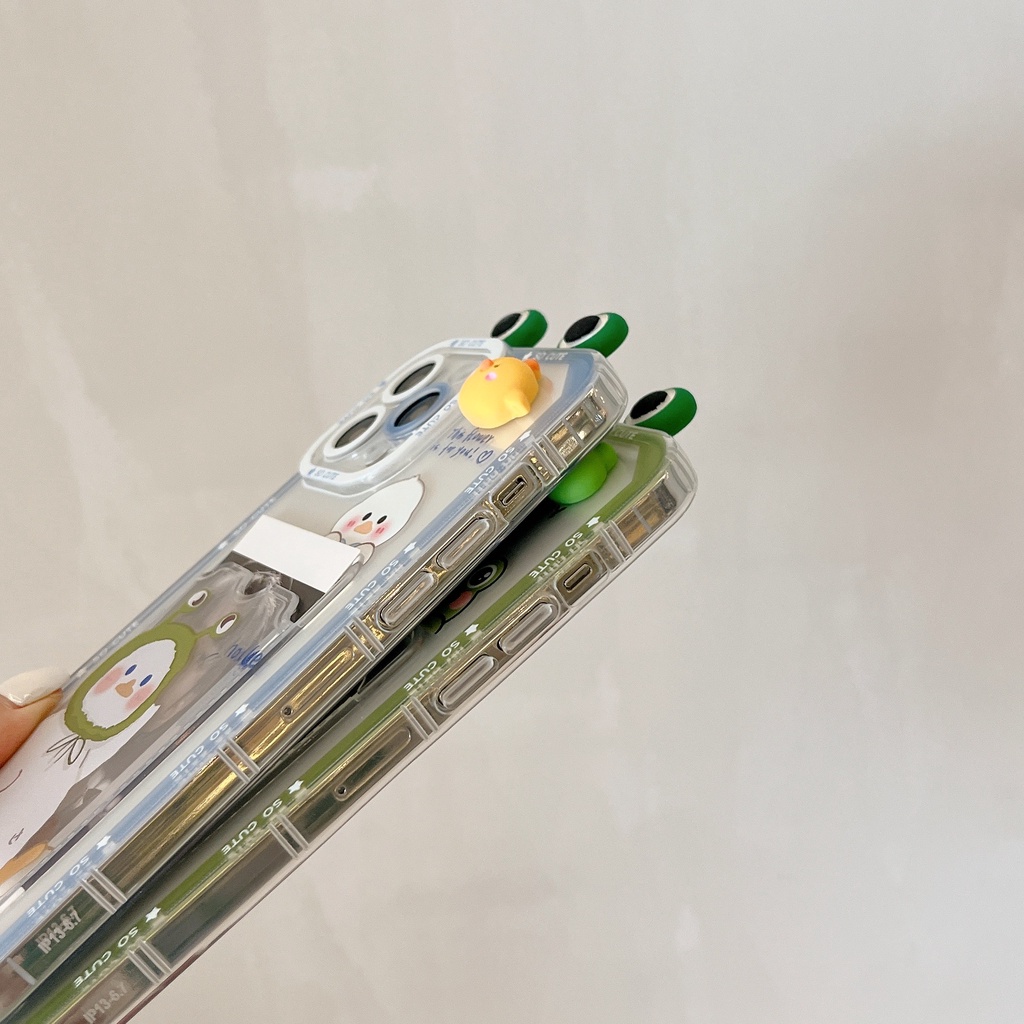 Ốp Điện Thoại Tpu Mềm Trong Suốt Hình Ếch Hoạt Hình Có Ngăn Đựng Thẻ Cho iPhone 14 Plus 13 12 11 Pro XR XS Max