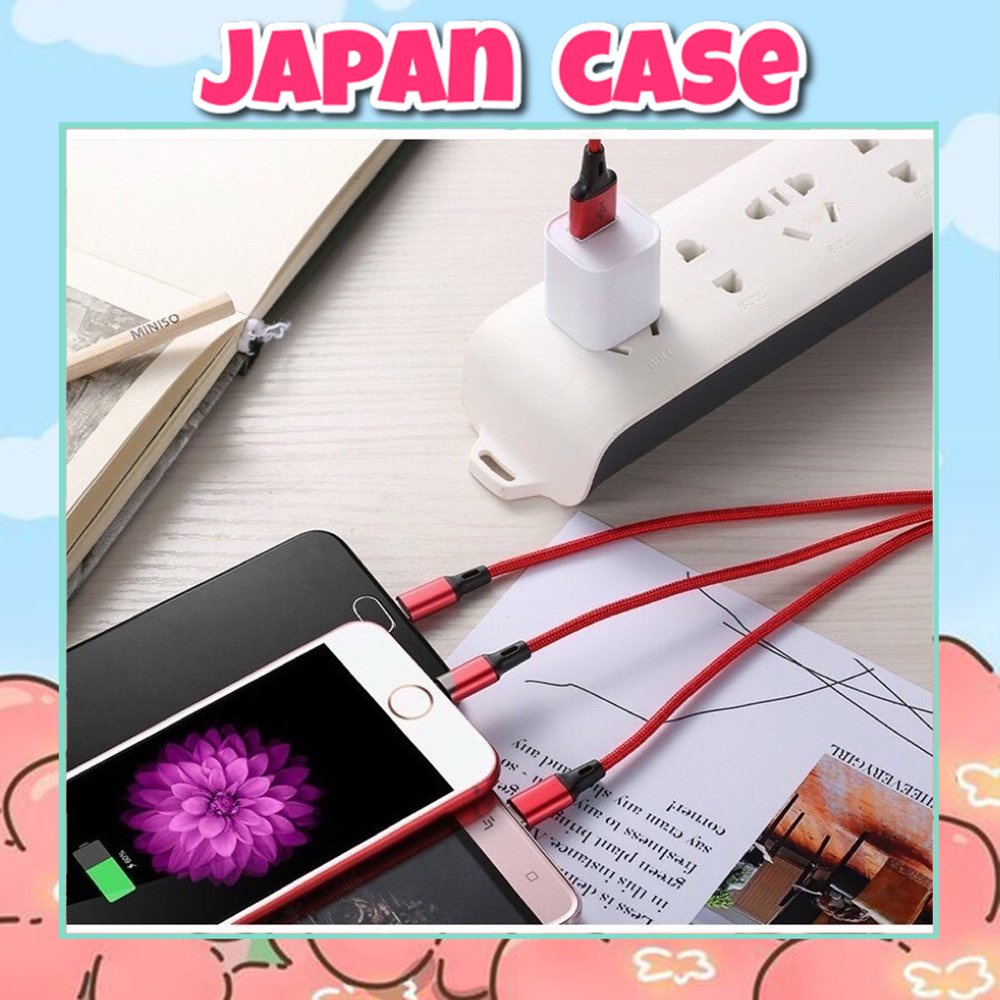 (Giá sỉ) Cáp sạc dây dù đa năng 3 đầu-Type C-Micro USB mẫu 1
