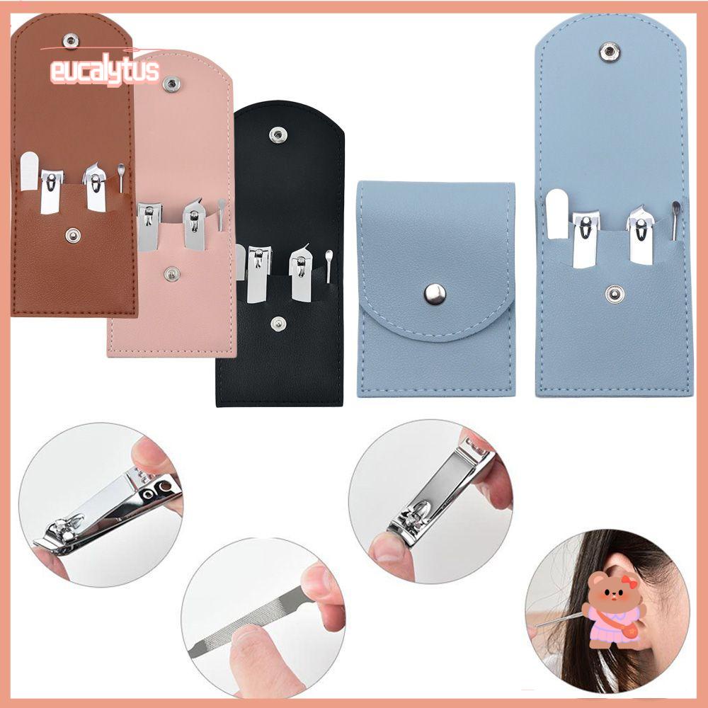 Bộ 4 Dụng Cụ Chăm Sóc Móng Tay Bằng Thép Không Gỉ Kèm Túi Đựng