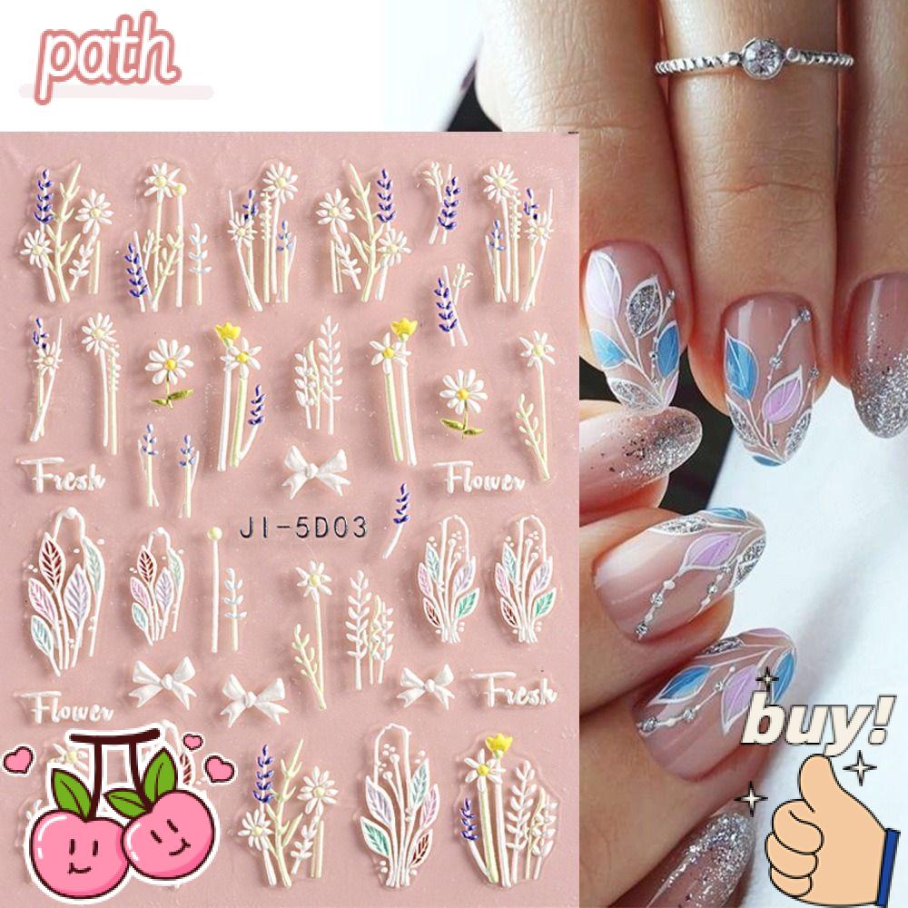 Miếng Dán Trang Trí Móng Tay Tự Dính Bằng Acrylic Họa Tiết Dập Nổi