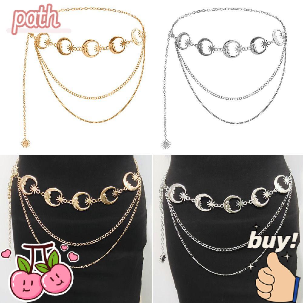 Thắt Lưng Dây Xích Hình Trăng Sao Phong Cách Punk Hip Hop Cổ Điển Dễ Phối Đồ