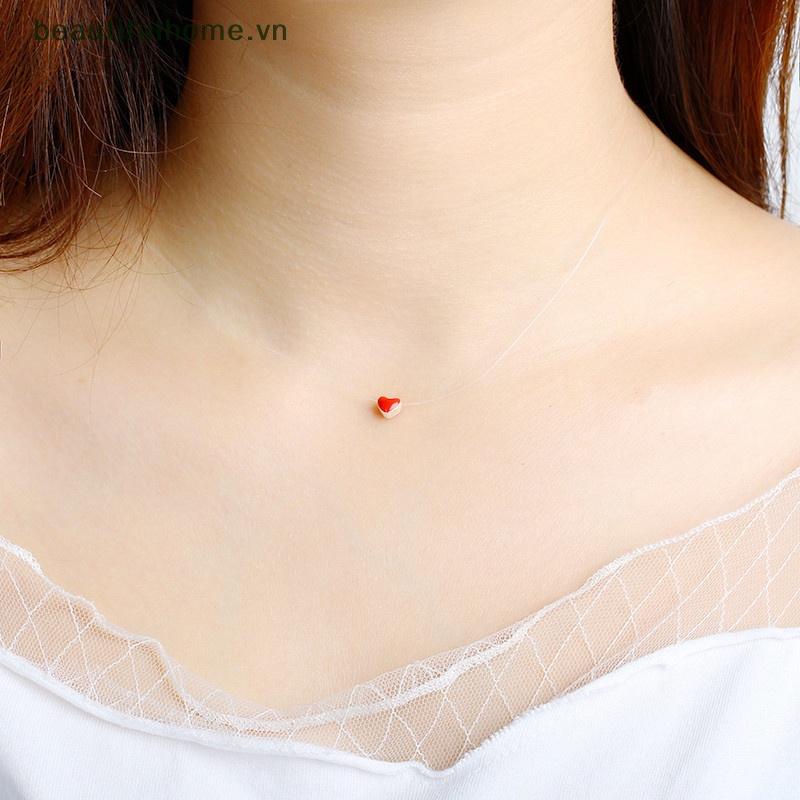 [beautifulhome] Vòng Cổ Choker Dây Cá Vô Hình Trái Tim Dầu Sáng Tạo Làm Quà Tặng Trang Sức Cho Nữ [beauty]