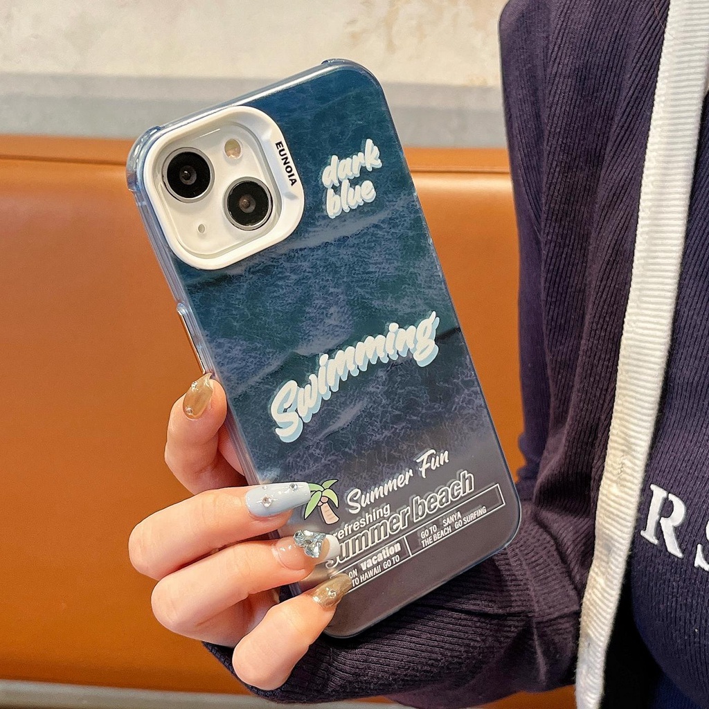 Ốp Điện Thoại TPU Mềm Trong Suốt Chống Rơi Chống Sốc In Họa Tiết Bãi Biển Cho iPhone 14 13 12 11 Pro Max