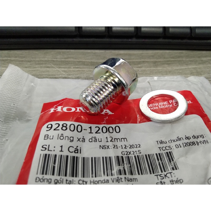 Ốc xả nhớt máy xe số honda kèm lông đền