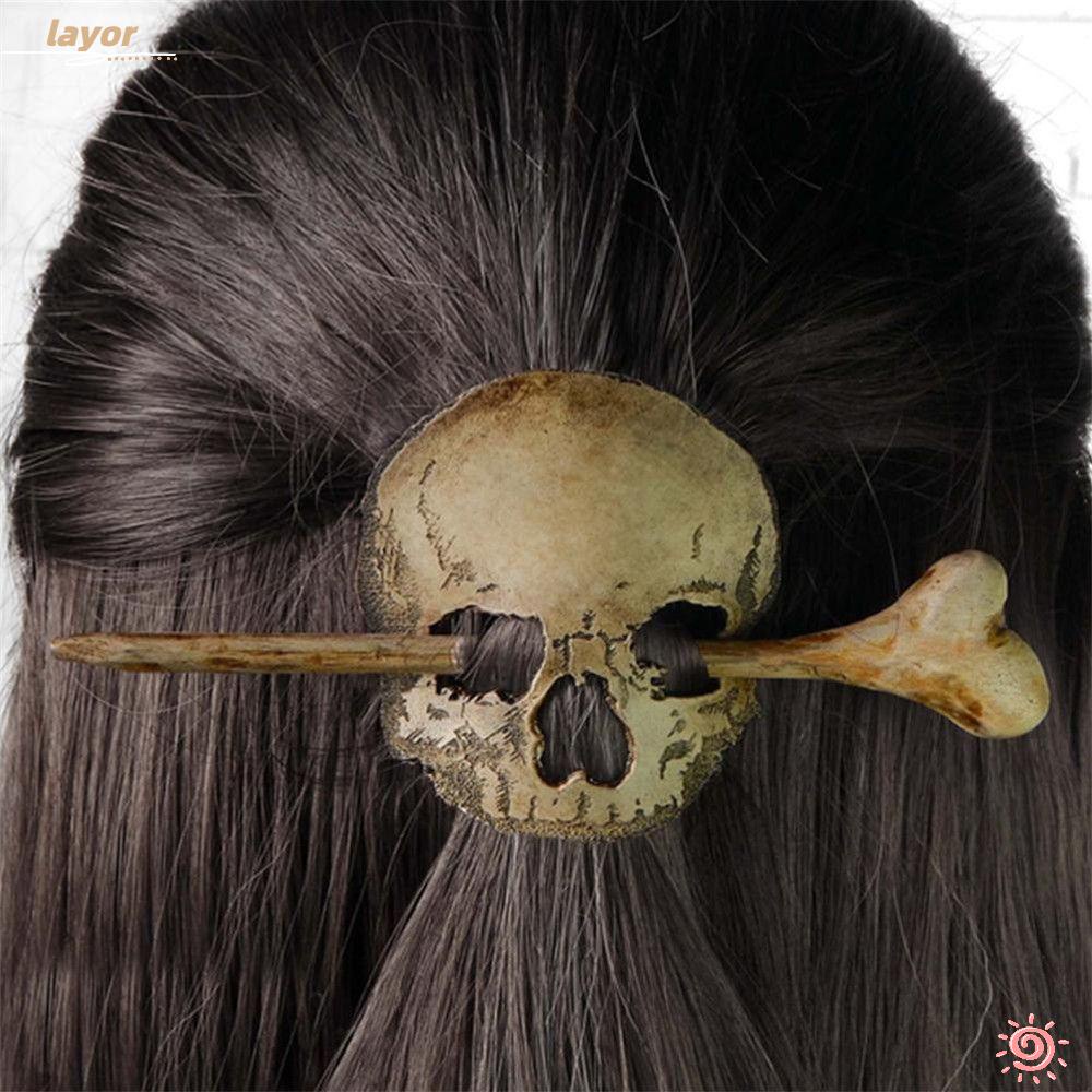 Kẹp Tóc Trang Trí Hình Đầu Lâu Phong Cách Halloween