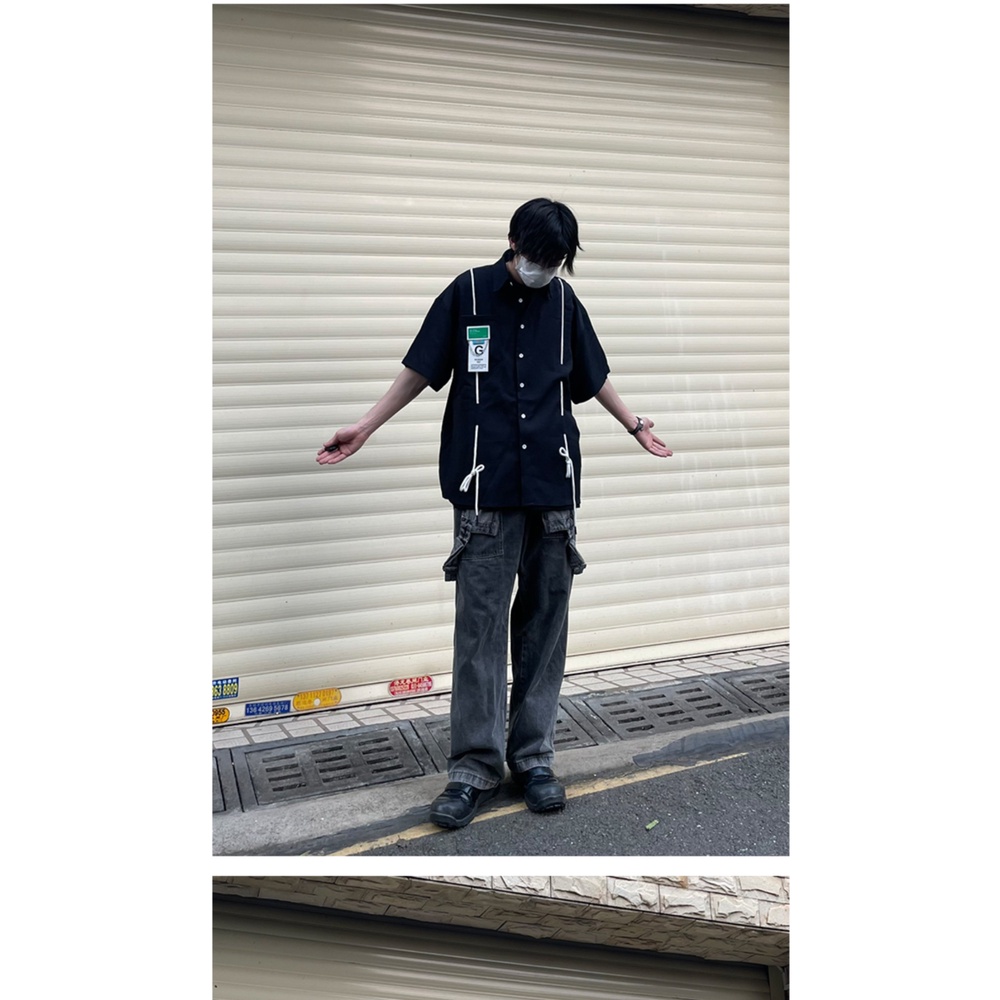 Áo Sơ Mi Tay Ngắn Phồng Thời Trang Đường Phố Retro Mỹ Cá Tính Cho Nam