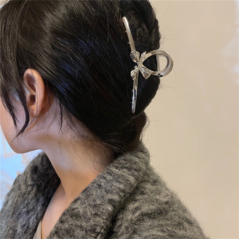 Kẹp Nơ Bằng Kim Loại Màu Bạc Lớn 2023