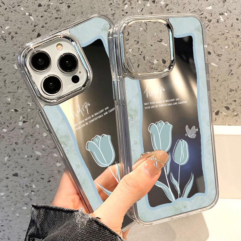 Ốp Lưng TráNg Gương HìNh Hoa Tulip Cho IPhone 11 12 13 14 12Pro 13Pro 14Pro Pro Max XR X XS Max