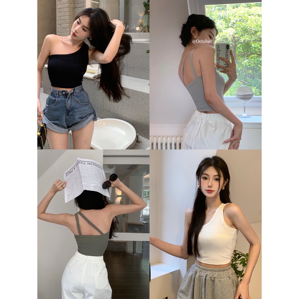 Áo Croptop Thể Thao Lệch Vai Mùa Hè Nóng Bỏng Cho Nữ