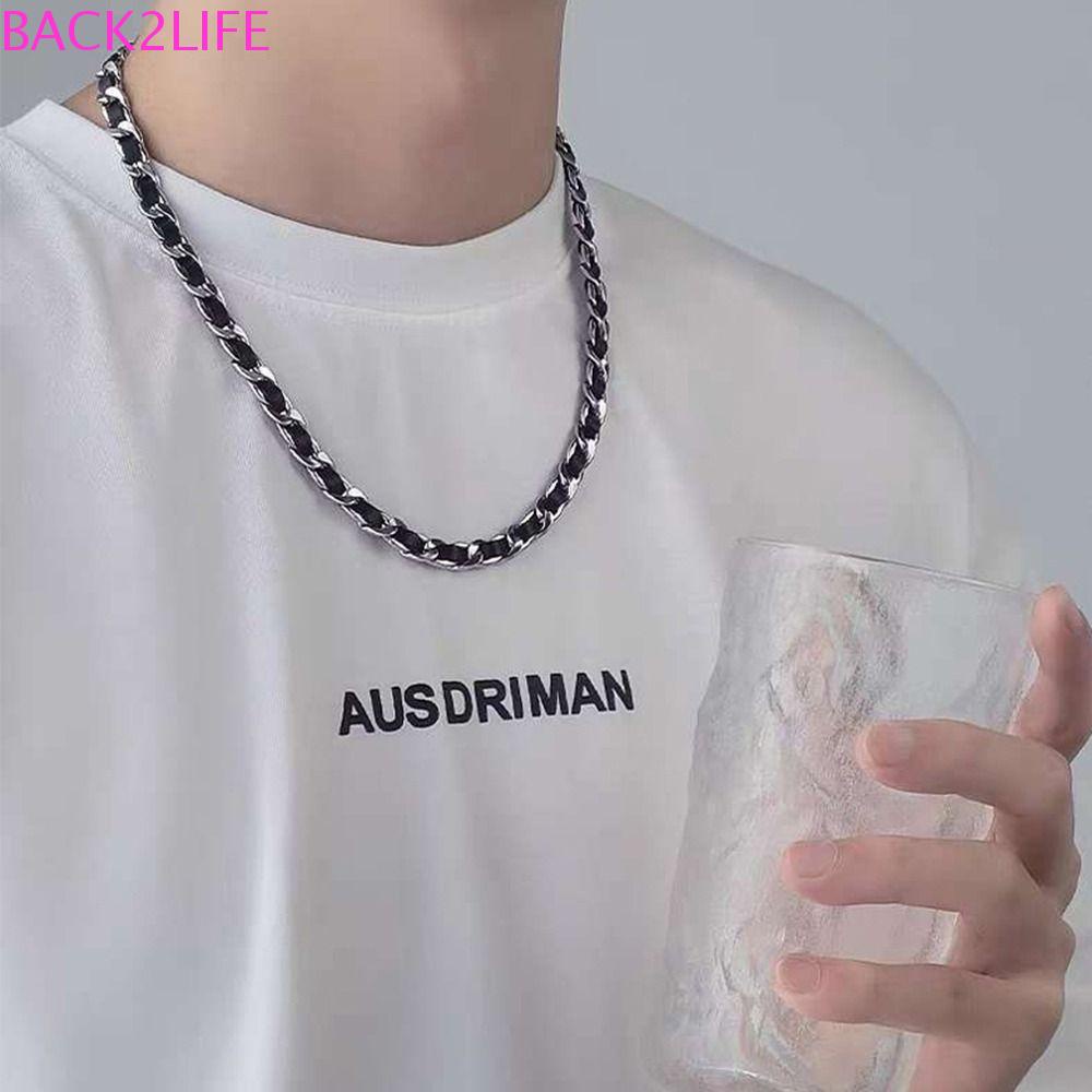 Bộ 2 Vòng cổ Đeo Tay Bằng Thép Titan Đơn Giản Thời Trang Unisex