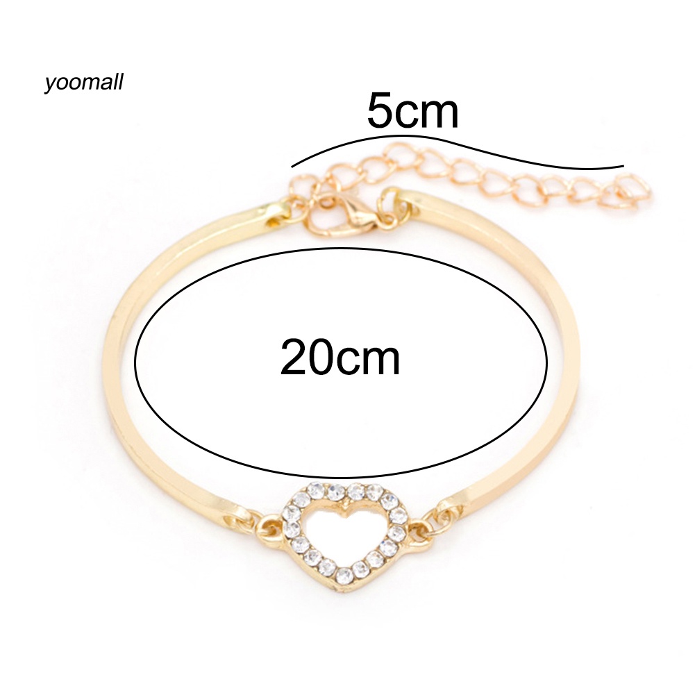 Vòng Tay Mặt Hình Trái Tim Đính Đá Thời Trang Cho Nữ