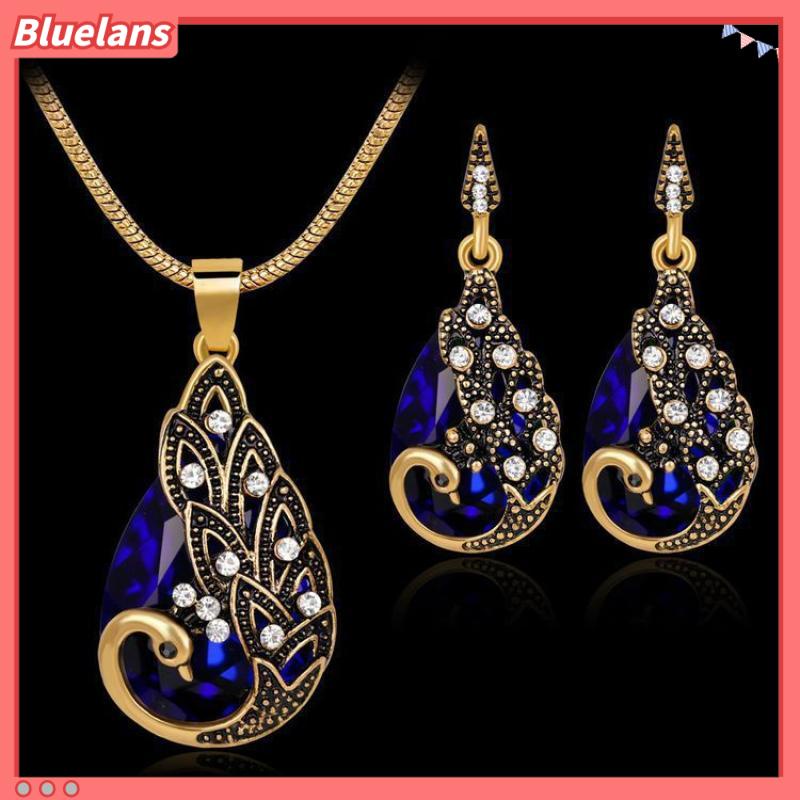 Bộ Trang Sức Hình Chim Công Đính Đá Thời Trang Dành Cho Nữ