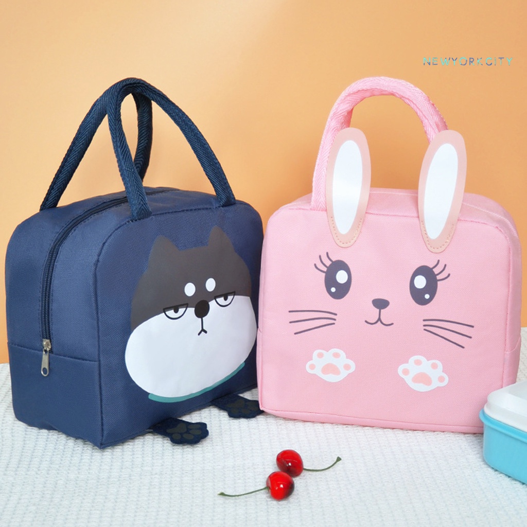 Túi Đựng Hộp Cơm Trưa Giữ Nhiệt Cỡ Lớn Bằng Vải Oxford Chống Biến Dạng Có Khóa Kéo Cho Văn Phòng