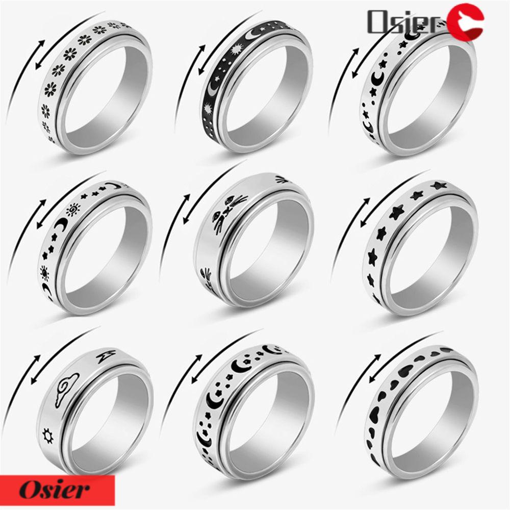 OSIER1 1 Nhẫn Thép Không Gỉ Xoay Được Giúp Giảm Căng Thẳng Dành Cho Nam Và Nữ