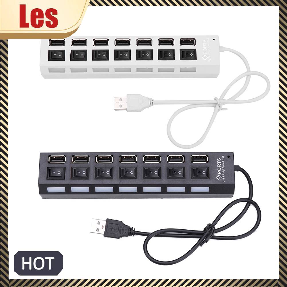 Hub 7 Cổng USB 2.0 Tốc Độ Cao Có Công Tắc Đóng / Mở Cho Laptop