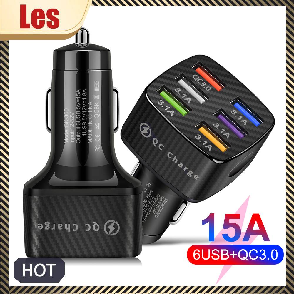 Sạc ĐiệN ThoạI 6 CổNg USB 15A Cho Xe Hơi