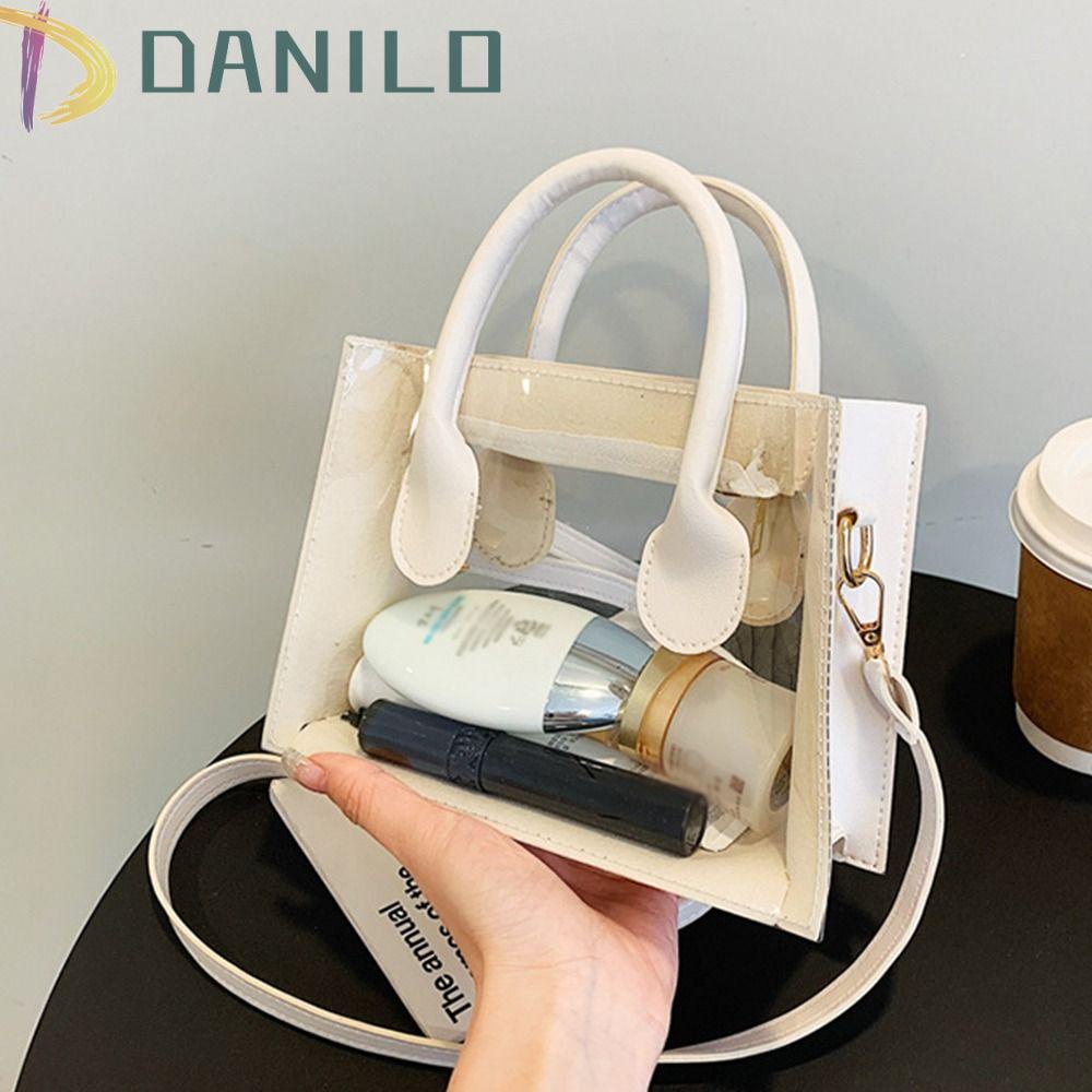 DANILO Túi Đeo Chéo Trong Suốt Cỡ Lớn Màu Kẹo Ngọt Phong Cách Hàn Quốc Dễ Thương