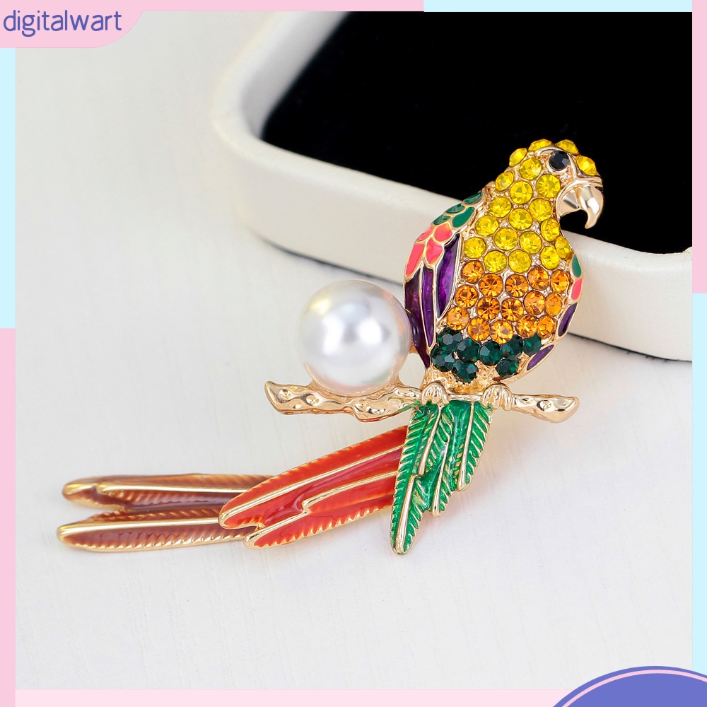 Ghim Cài Áo Hình Chú Vẹt Pha Lê / Hạt Ngọc Trai [DG]