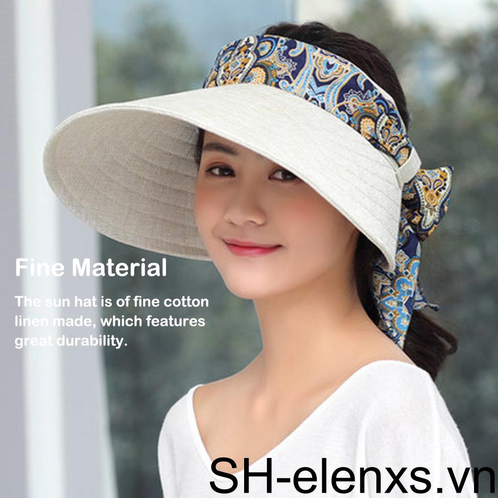 Mũ Tai Bèo Bằng Cotton Lanh Thoáng Khí Chống Nắng Nhiều Màu Sắc Có Thể Gập Lại Cho Nữ