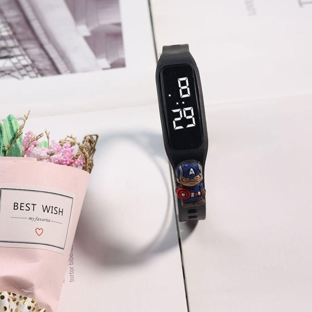 Anemone Đồng Hồ Đeo Tay Điện Tử LED Hình Búp Bê Người Nhện Đường Kính 16mm Chống Thấm Nước Dây Ruy Băng Mỏng Hình Chữ Nhật Thể Thao Cho Nam Và Nữ