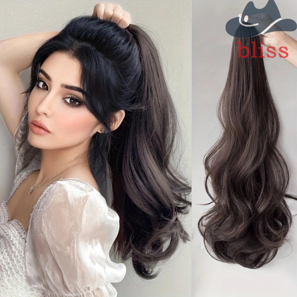 Tóc Giả Đuôi Ngựa Dài Xoăn Màu Nâu Đen Bằng Sợi Tổng Hợp