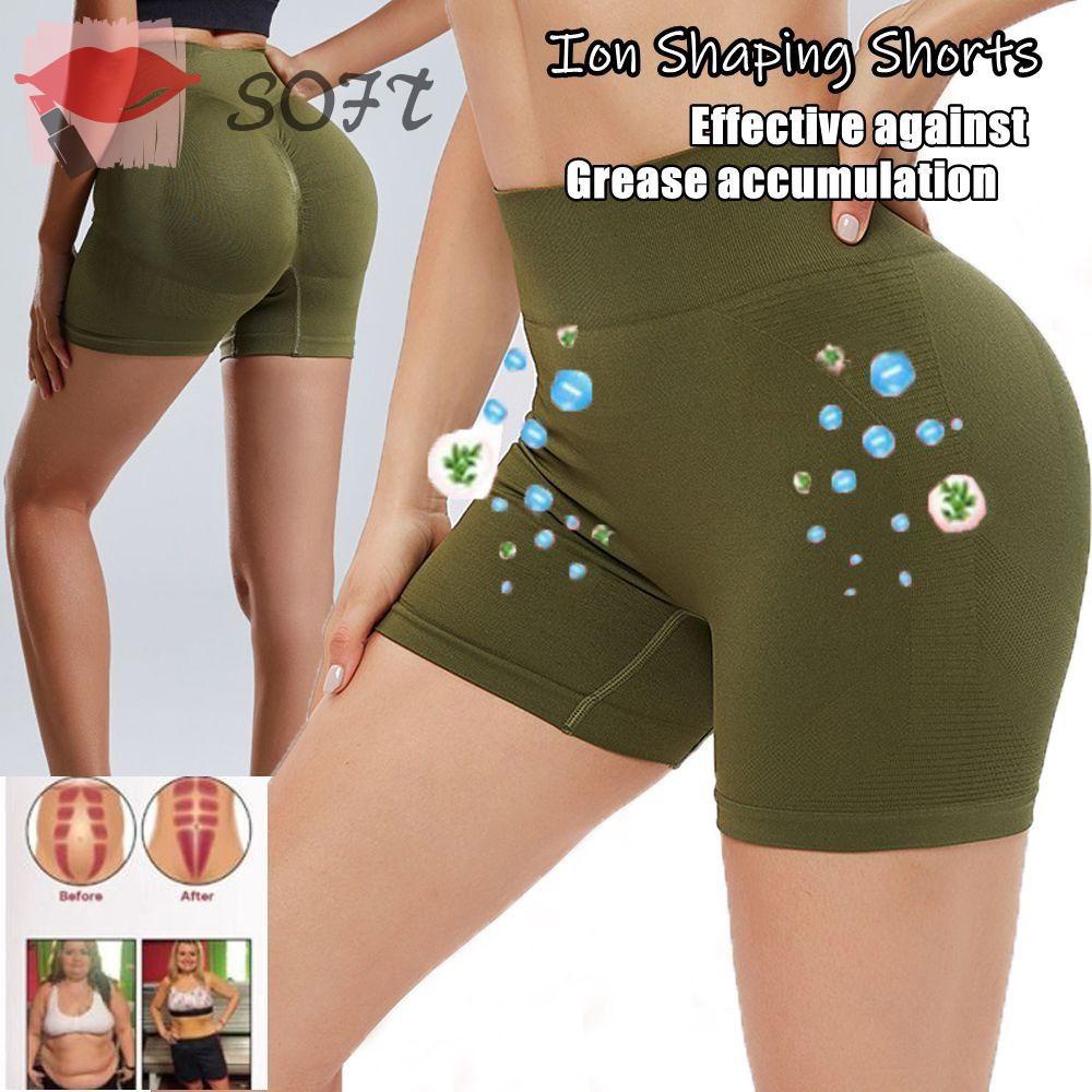 Quần Short Nâng Mông Điều Khiển Bụng Mềm Mại Màu Đen Ion Thiết Kế Mới Cho Chạy Bộ